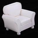European Style 12th Leather Couch Single Sofa Chair Dollhouse Living Room Furniture Home Model Display Ornaments White