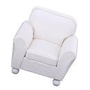 European Style 12th Leather Couch Single Sofa Chair Dollhouse Living Room Furniture Home Model Display Ornaments White