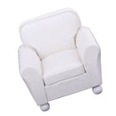 European Style 12th Leather Couch Single Sofa Chair Dollhouse Living Room Furniture Home Model Display Ornaments White