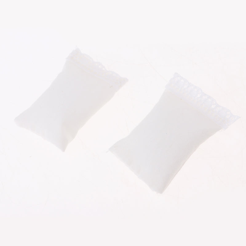 1/12 Miniature Wood Double Bed Mattress Pillow Set Dolls House Bedroom Furniture Kids Pretend Play Toy