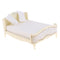 1/12 Miniature Wood Double Bed Mattress Pillow Set Dolls House Bedroom Furniture Kids Pretend Play Toy