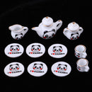 1/12 Dollhouse Miniature 15pcs Chinese Ceramic Tea Set Pot Cup Plate Kit Panda Printed