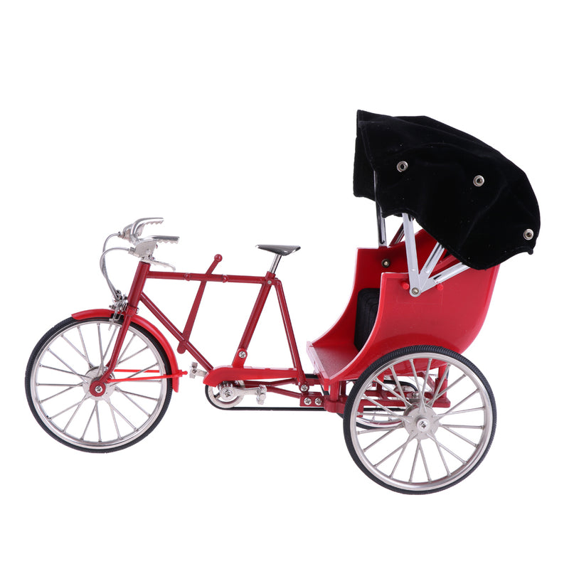 1/10 Alloy Rickshaws Bicycle Bike Handcrafts for Dolls House Room Garden Life Scenes Decoration Display