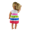 Beautifully Doll Accessory O-Neck Sleeveless Striped Dress With Pink Bow Belt For 18 Inch American Girl Dolls