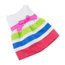 Beautifully Doll Accessory O-Neck Sleeveless Striped Dress With Pink Bow Belt For 18 Inch American Girl Dolls