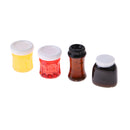 4pcs Colored Miniature Fruit Jam Bottles Model 1/12 Dollhouse Food Accessory