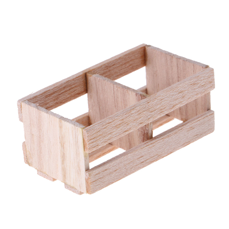 1/12 Wooden Fruits Vegetables Basket for Dollhouse Kitchen Life Scenes Decoration