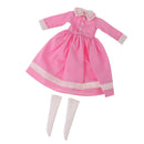 1/6 Fashion Doll Long Shirtwaist Dress Skirt & White Stocking for 12inch Blythe Doll Pink