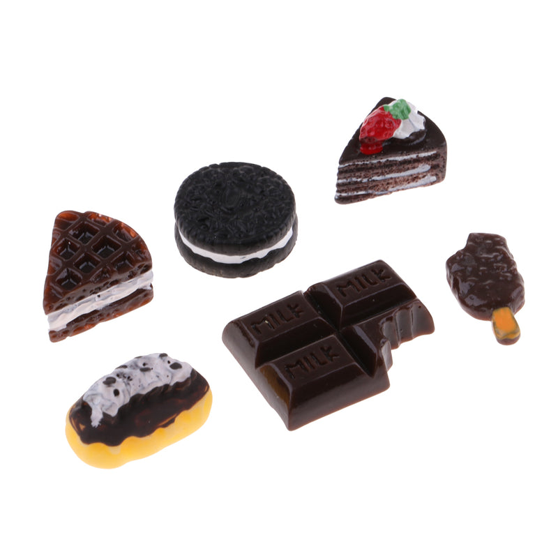 1/12 Dollhouse Miniature Dessert Model Mini Chocolate Cake, Cookies And Bread