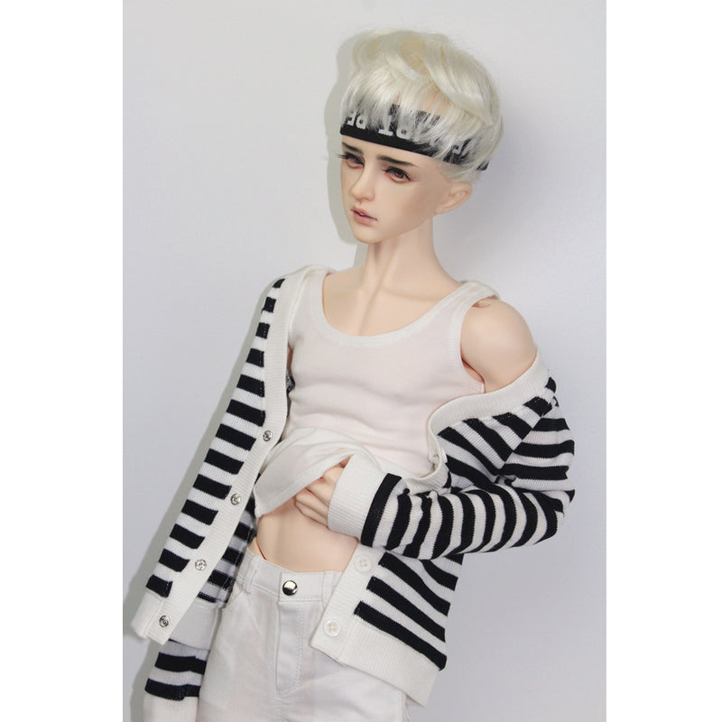 1/3 BJD Cool White Vest Tank Top & Jeans Set for Normal 70cm Uncle Male Size Doll Accs