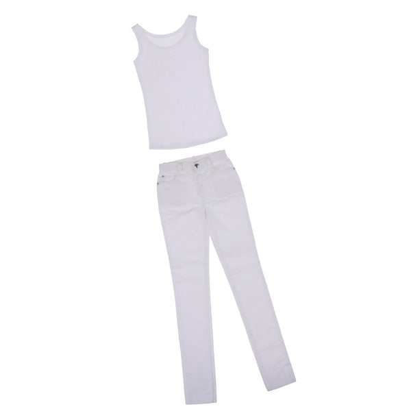 1/3 BJD Cool White Vest Tank Top & Jeans Set for Normal 70cm Uncle Male Size Doll Accs