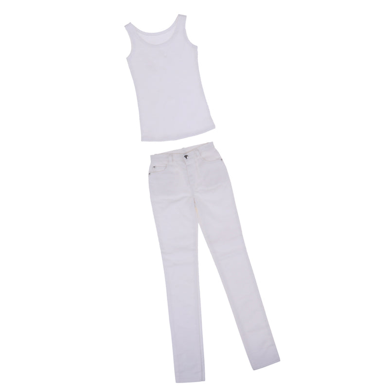 1/3 BJD Cool White Vest Tank Top & Jeans Set for Normal 70cm Uncle Male Size Doll Accs