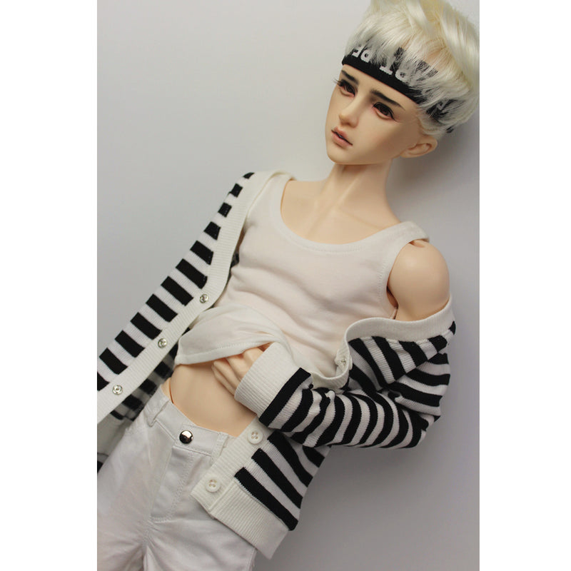 1/3 BJD Cool Striped Cardigan, Tank Top & Jeans Set for Normal 70cm Uncle Male Size Doll Accs