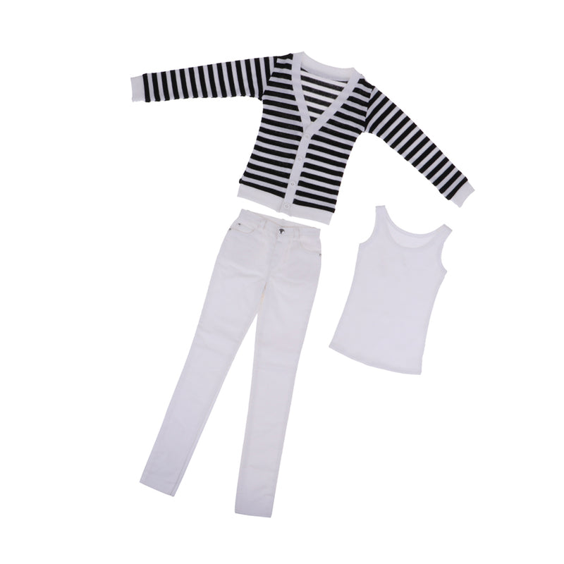 1/3 BJD Cool Striped Cardigan, Tank Top & Jeans Set for Normal 70cm Uncle Male Size Doll Accs