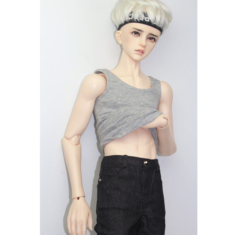 1/3 BJD Cool Gray Vest Tank Top & Black Jeans Set for Normal 70cm Uncle Male Size Doll Accs