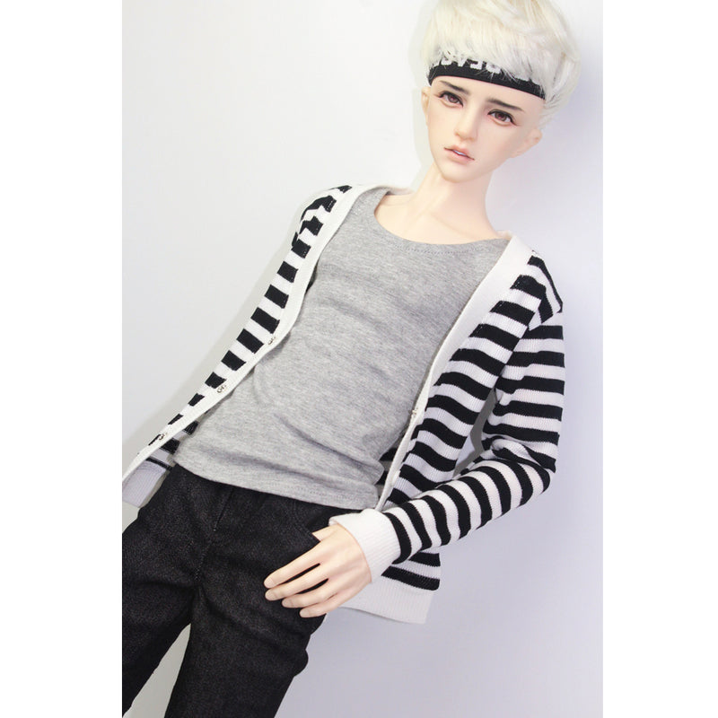 1/3 BJD Cool Gray Vest Tank Top & Black Jeans Set for Normal 70cm Uncle Male Size Doll Accs