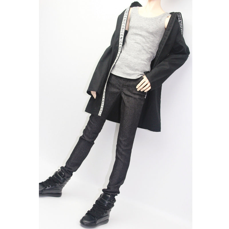 1/3 BJD Cool Gray Vest Tank Top & Black Jeans Set for Normal 70cm Uncle Male Size Doll Accs