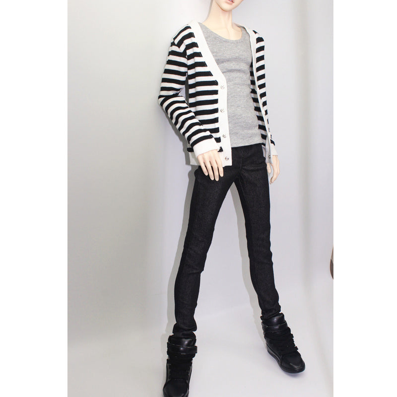 1/3 BJD Cool Gray Vest Tank Top & Black Jeans Set for Normal 70cm Uncle Male Size Doll Accs