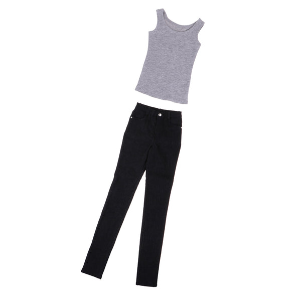 1/3 BJD Cool Gray Vest Tank Top & Black Jeans Set for Normal 70cm Uncle Male Size Doll Accs