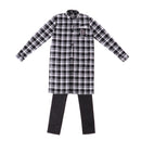 1/3 BJD Plaid Overcoat Vest Jeans 3 Pieces Set Outfits for Normal 70cm Uncle Doll