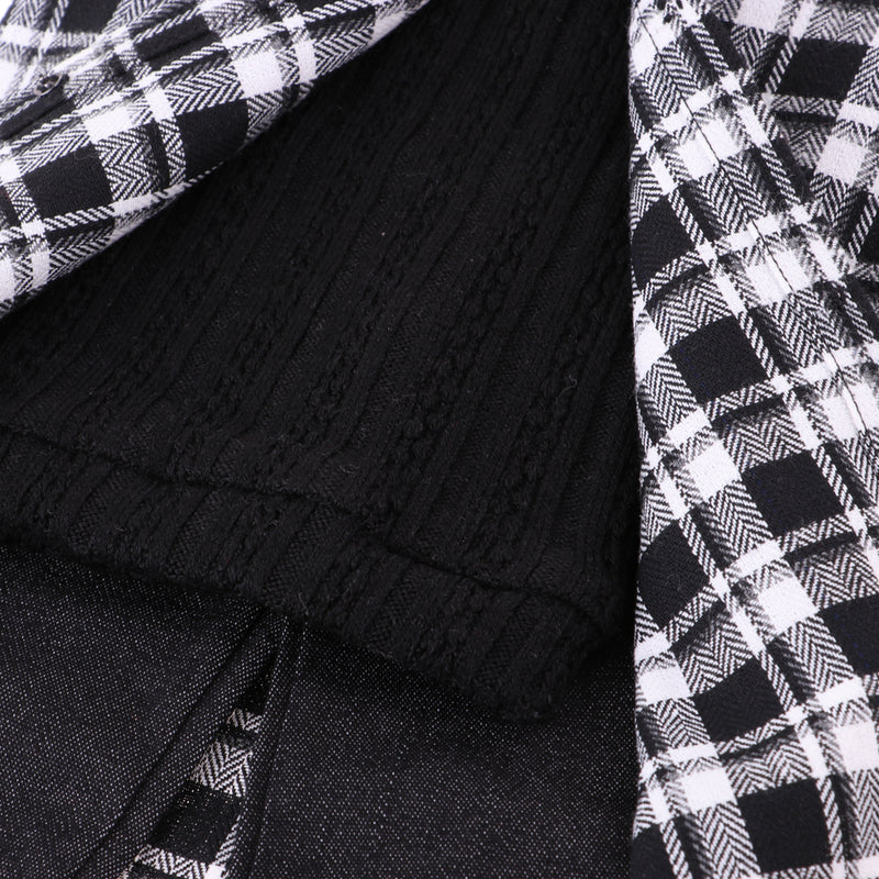 1/3 BJD Plaid Overcoat Vest Jeans 3 Pieces Set Outfits for Normal 70cm Uncle Doll