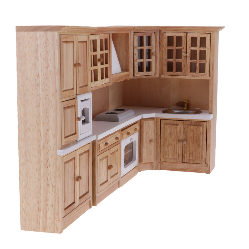 1/12 Luxury Wooden Kitchen Cabinet Cupboard for Dolls House Dining Room Accessory Decoration