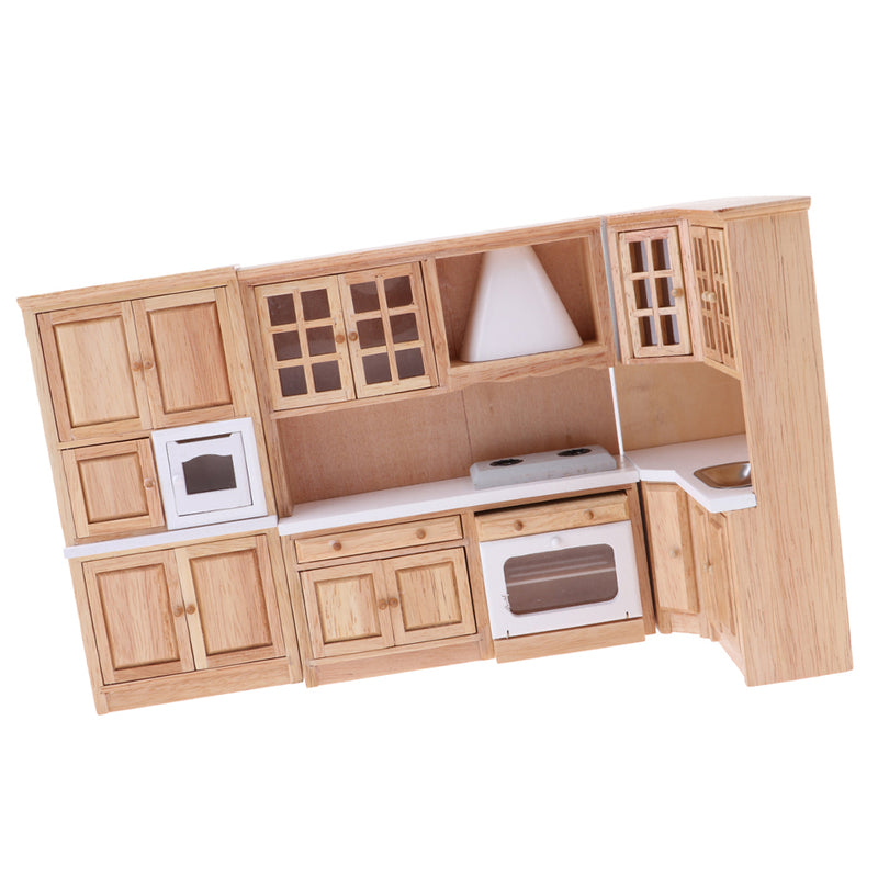 1/12 Luxury Wooden Kitchen Cabinet Cupboard for Dolls House Dining Room Accessory Decoration