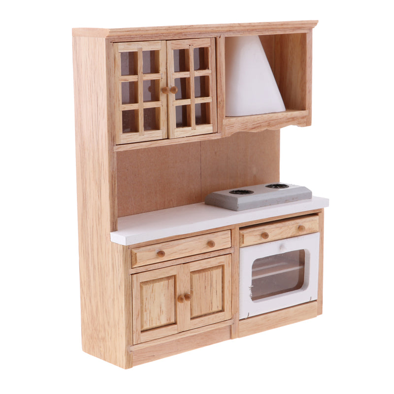 1/12 Luxury Wooden Kitchen Cabinet Cupboard for Dolls House Dining Room Accessory Decoration