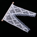 1/12 Dollhouse Miniature Triangular Lace Curtain with Wooden Rod Rail for Dolls Windows Accessory
