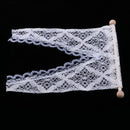 1/12 Dollhouse Miniature Triangular Lace Curtain with Wooden Rod Rail for Dolls Windows Accessory