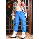 Trendy Two-piece Clothing Blue Trousers And Floral Long Sleeve Shirt For 1/4 BJD Dolls