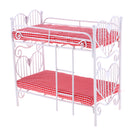 Dolls House Miniatures Bedroom Furniture Metal Bunk Bed with Plaid Mattress
