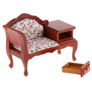1/12 Dollhouse Miniature Furniture Vintage Wooden Chaise Lounge with Drawer