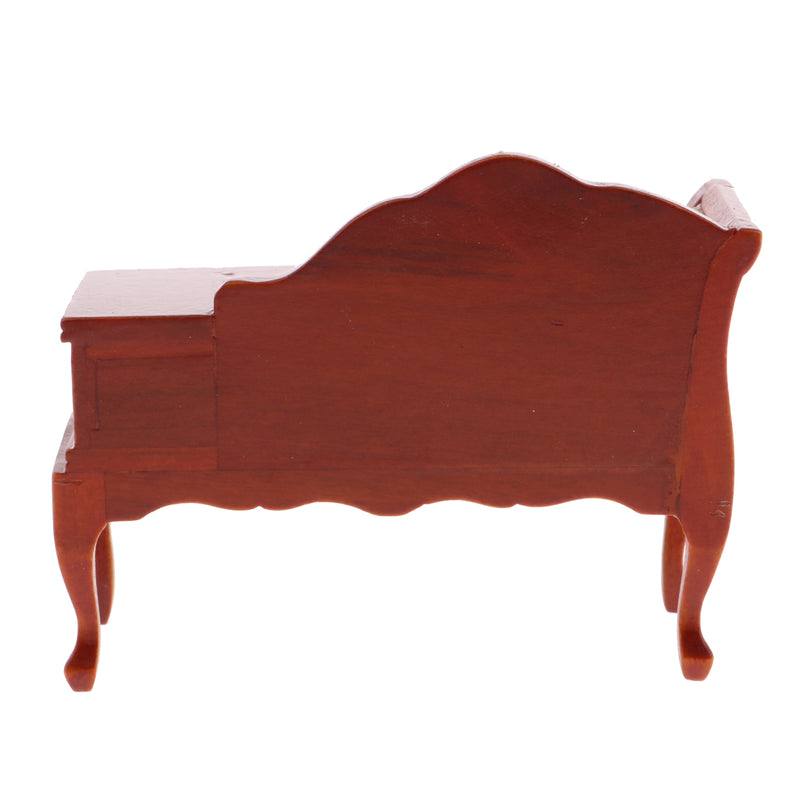 1/12 Dollhouse Miniature Furniture Vintage Wooden Chaise Lounge with Drawer