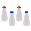Dollhouse Miniature 4 Pieces Drinking Transparent Milk Bottles Set Blue & Red Cap for 1:12 scale