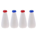 Dollhouse Miniature 4 Pieces Drinking Transparent Milk Bottles Set Blue & Red Cap for 1:12 scale