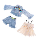 3 Pieces Clothes Suit Party/ Casual Outfit for 12inch Blythe Pullip Takara Doll Tassel Tops Jeans Jacket Pants
