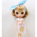 4 Pieces Clothes Suit for 12inch Blythe Licca Doll Pink Shirt Pleated Skirt Handbag Hair band Dress Up Accessories