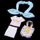 4 Pieces Clothes Suit for 12inch Blythe Licca Doll Pink Shirt Pleated Skirt Handbag Hair band Dress Up Accessories