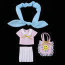 4 Pieces Clothes Suit for 12inch Blythe Licca Doll Pink Shirt Pleated Skirt Handbag Hair band Dress Up Accessories