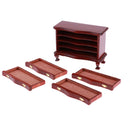 Handcrafts 1/12 Annatto Wooden 4-Drawer Cabinet Furniture for Dollhouse Room Item Accessory