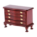 Handcrafts 1/12 Annatto Wooden 4-Drawer Cabinet Furniture for Dollhouse Room Item Accessory