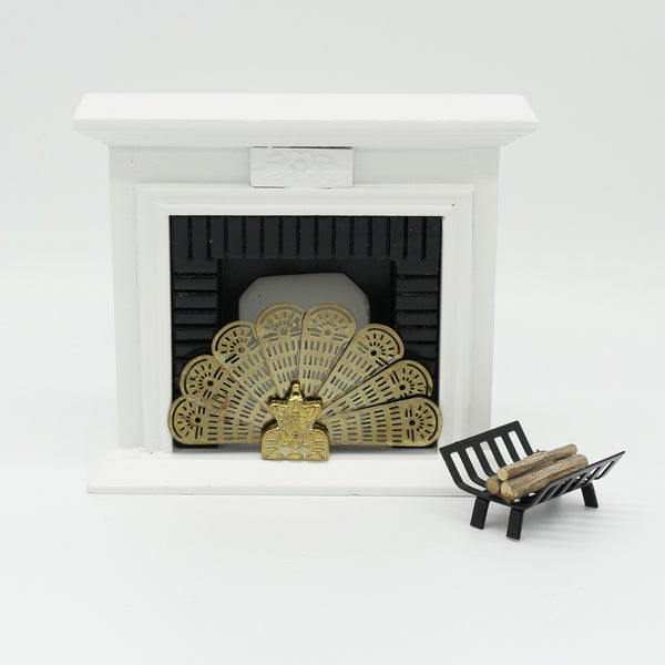 1/12 Scale Vintage Fireplace Cover Background Fan Home Decor