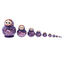 Purple Flowers Girls Russian Nesting Doll Babushka Matryoshka Stacking Dolls