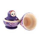 Purple Flowers Girls Russian Nesting Doll Babushka Matryoshka Stacking Dolls