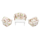 Doll's House Miniatures Living Room Furniture Set Floral Sofa Couch End Table Kits 1:12