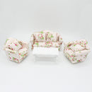 Doll's House Miniatures Living Room Furniture Set Floral Sofa Couch End Table Kits 1:12