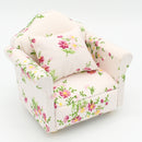 Doll's House Miniatures Living Room Furniture Set Floral Sofa Couch End Table Kits 1:12