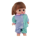 Stylish Round Collar Jumpsuit Hat Suit for Mellchan Baby Dolls Clothes Accessories Green & Purple