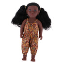 43cm Real Life Vinyl Baby Doll African-American Newborn Baby Girl Doll Toys With Curly Long Hair